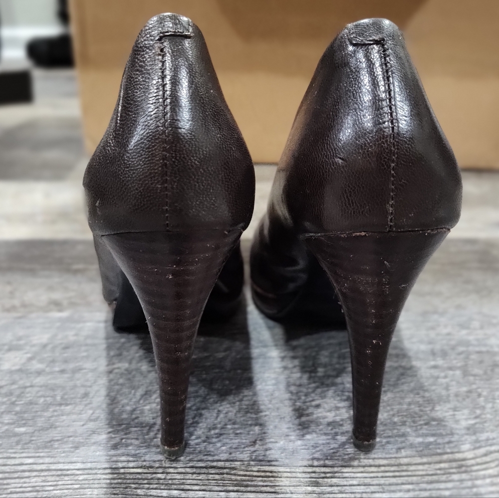 Nine West Fortonight women size 6.5M brown leather heels stiletto pumps - Picture 3 of 10